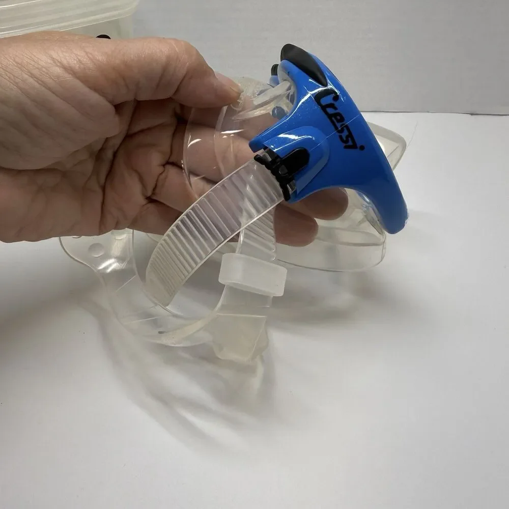 Cressi Lince Clear Dual Lens Dive Swim Snorkel SCUBA Mask Black / Blue & Case